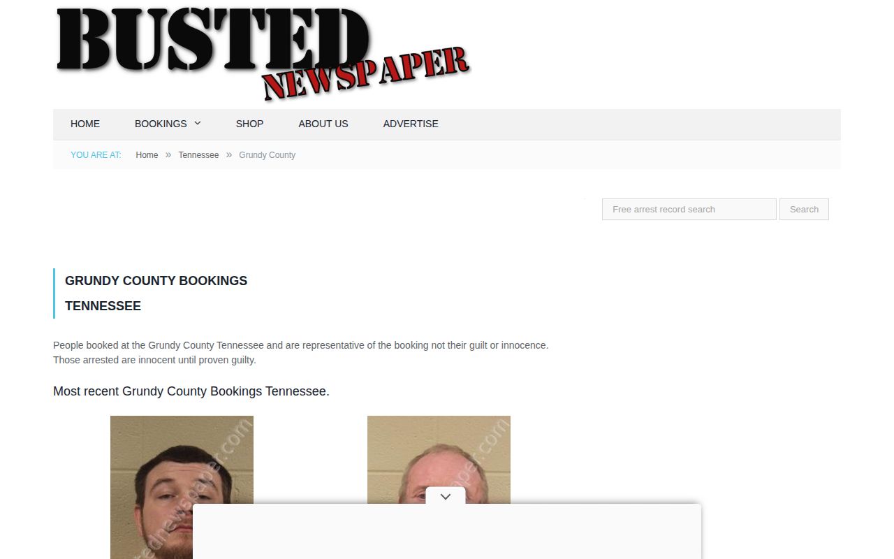 Unofficial Grundy County arrest archive shown after official sources